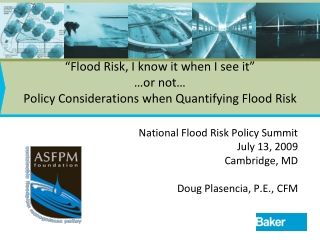 “Flood Risk, I know it when I see it” …or not… Policy Considerations when Quantifying Flood Risk