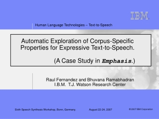 Raul Fernandez and Bhuvana Ramabhadran I.B.M.  T.J. Watson Research Center