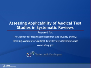 Assessing Applicability of Medical Test Studies in Systematic Reviews