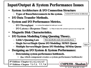 Input/Output &amp; System Performance Issues