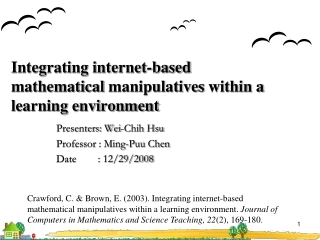 Integrating internet-based mathematical  manipulatives  within a learning environment