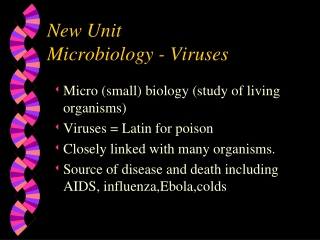 New Unit	 Microbiology - Viruses