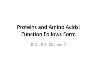 Proteins and Amino Acids: Function Follows Form