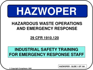 INDUSTRIAL SAFETY TRAINING FOR EMERGENCY RESPONSE STAFF