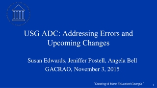 USG ADC: Addressing Errors and Upcoming Changes