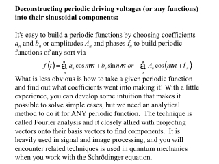 Deconstructing periodic driving voltages (or any functions) into their sinusoidal components: