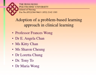 A doption of a problem-based learning approach in clinical learning