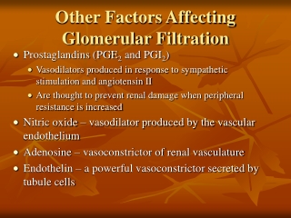 Other Factors Affecting Glomerular Filtration