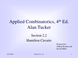 Applied Combinatorics, 4 th  Ed. Alan Tucker