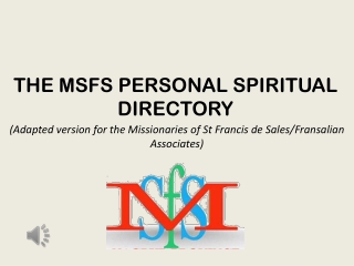 THE MSFS PERSONAL SPIRITUAL DIRECTORY