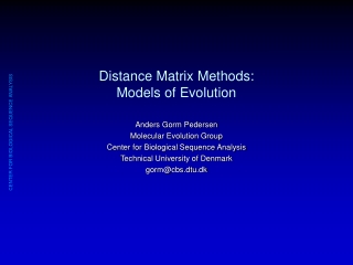 Distance Matrix Methods: Models of Evolution