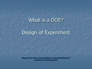 What is a DOE? Design of Experiment