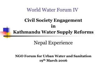 World Water Forum IV