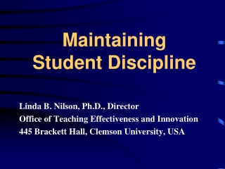 Maintaining  Student Discipline