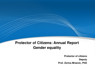 Protector of Citizens: Annual Report  Gender equality