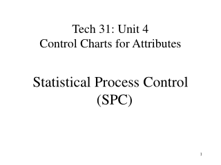 Tech 31: Unit 4 Control Charts for Attributes