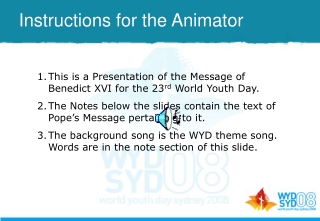 Instructions for the Animator