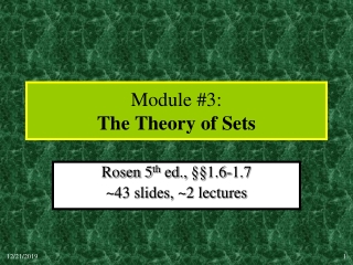 Module #3: The Theory of Sets