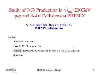 Study of J/ y  Production in  √ s nn =200GeV p-p and d-Au Collisions at PHENIX