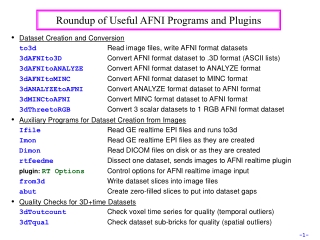 Roundup of Useful AFNI Programs and Plugins