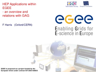 HEP Applications within EGEE - an overview and relations with GAG F Harris   (Oxford/CERN)