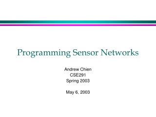 Programming Sensor Networks