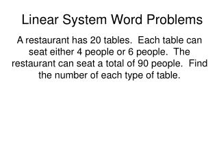 Linear System Word Problems