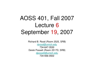 AOSS 401, Fall 2007 Lecture  6 September  19 ,  2007