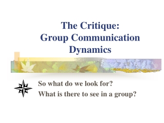 The Critique:  Group Communication Dynamics