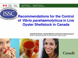 Recommendations for the Control of  Vibrio parahaemolyticus  in Live Oyster Shellstock in Canada