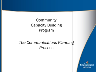 Community  Capacity Building  Program The Communications Planning Process