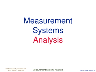 Measurement Systems  Analysis