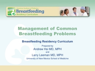 Management of Common Breastfeeding Problems