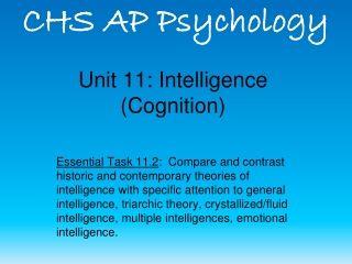 Unit 11: Intelligence (Cognition)