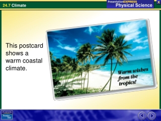 This postcard shows a warm coastal climate.