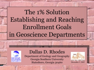 The 1% Solution Establishing and Reaching Enrollment Goals in Geoscience Departments