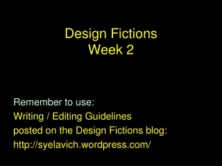 Design Fictions  Week 2