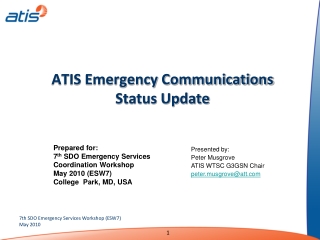 ATIS Emergency Communications  Status Update