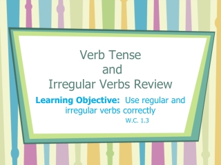 Verb Tense   and  Irregular Verbs Review