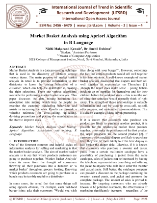 Market Basket Analysis using Apriori Algorithm in R Language