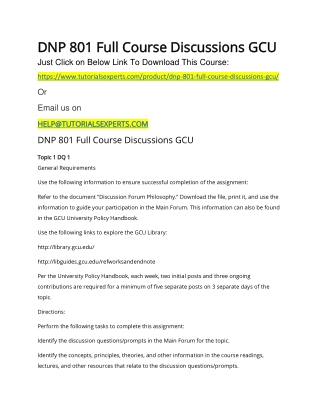 DNP 801 Full Course Discussions GCU