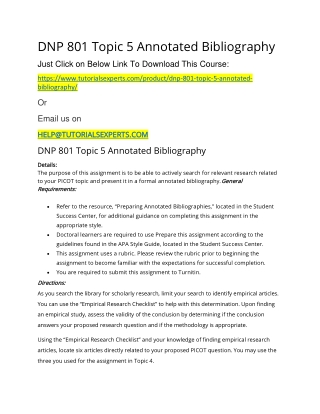 DNP 801 Topic 5 Annotated Bibliography