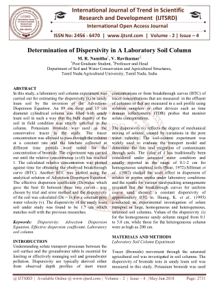 Determination of Dispersivity in A Laboratory Soil Column