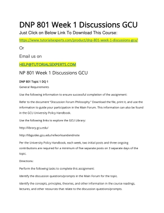 DNP 801 Week 1 Discussions GCU