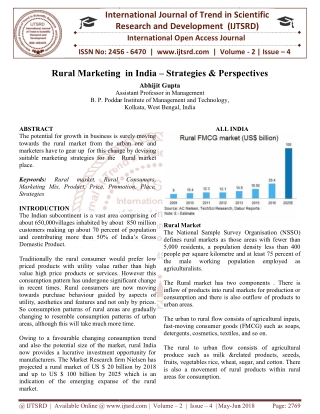 Rural Marketing in India - Strategies and Perspectives