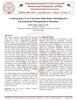 Construction of Low Cost Straw Bale House with Regard to Environmental Management in Myanmar