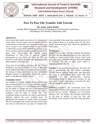 Peer To Peer File Transfer with Torrent
