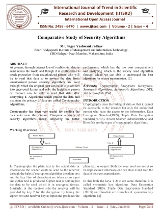 Comparative Study of Security Algorithms