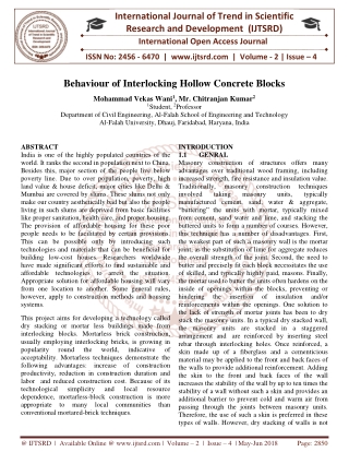 Behaviour of Interlocking Hollow Concrete Blocks