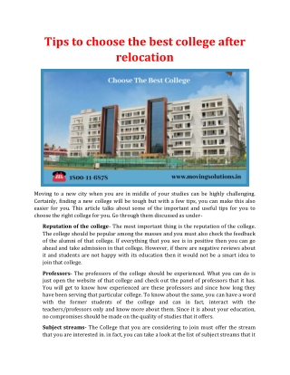 Tips to choose the best college after relocation